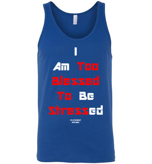 Too Blessed To Stress (Red Text Version), Adult Tank Top - STATEMENT APPAREL  - 4